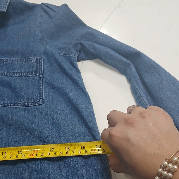 MADEWELL Denim Puff-Sleeve Shirtdress in Harris Wash sz M, gentle Used - Picture 11 of 13